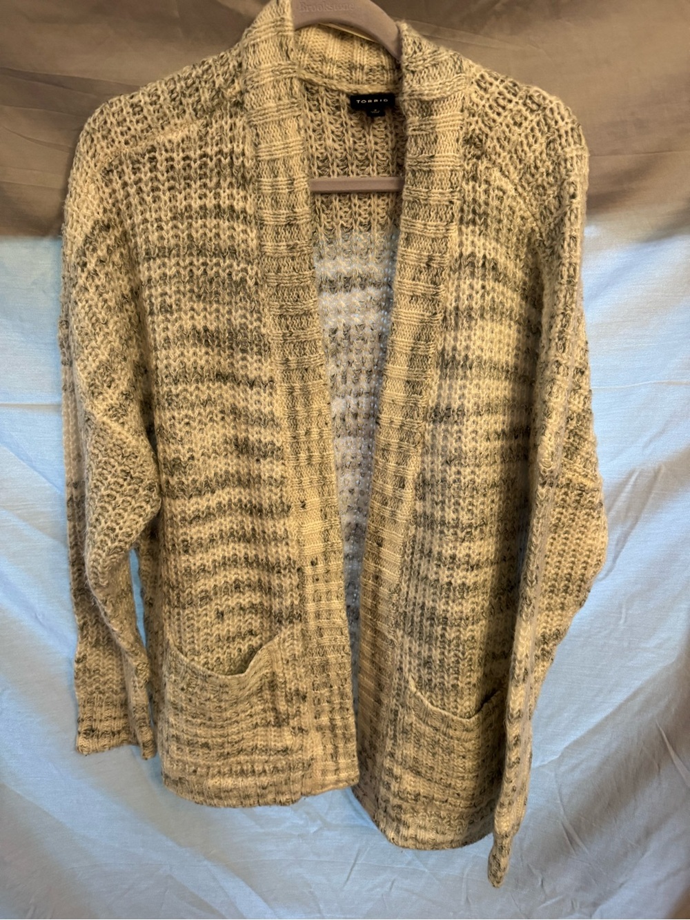 Torrid gray & white Marled Open-Front Cardigan